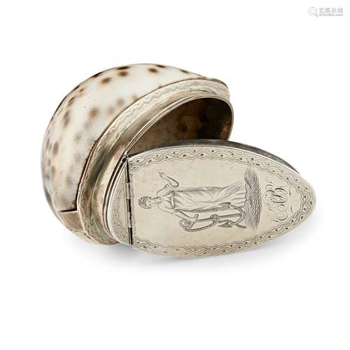 BANFF - A SCARCE SCOTTISH PROVINCIAL COWRIE SHELL SNUFF BOX DAVID IZAT marked DI, the cowrie shell