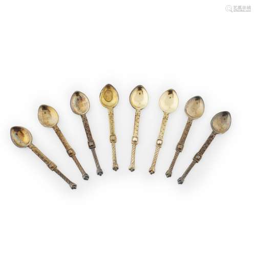 IONA - A SET OF EIGHT SCOTTISH PROVINCIAL COFFEE SPOONS ALEXANDER RITCHIE marked AR, IONA,