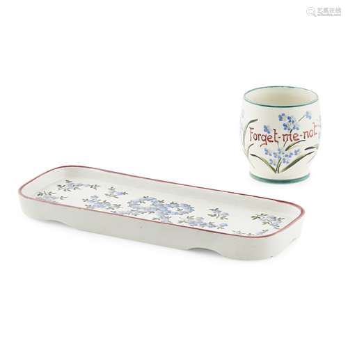 A WEMYSS WARE GALLERIED TRAY 'FORGET-ME-NOT' PATTERN, EARLY 20TH CENTURY impressed mark WEMYSS, 28.