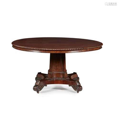 A SCOTTISH REGENCY PLUM PUDDING MAHOGANY BREAKFAST TABLE CIRCA 1830 the circular hinged top with