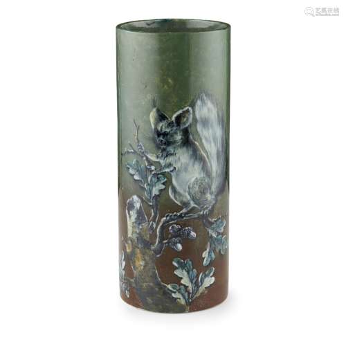 AN UNUSUAL WEMYSS WARE SLEEVE VASE EARLY 20TH CENTURY possibly decorated by David Grinton, depicting