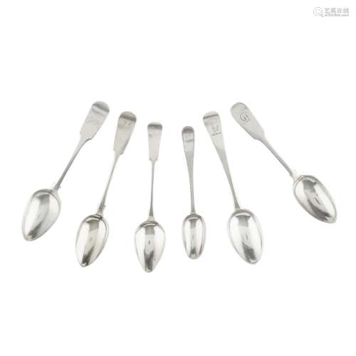 ABERDEEN - A COLLECTION OF SIX SCOTTISH PROVINCIAL TEASPOONS VARIOUS MAKERS to include Alexander