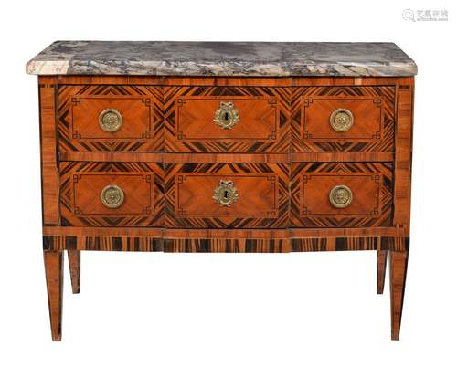 ϒ A Continental tulipwood and zebrawood commode