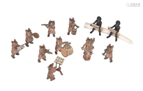 ϒ A Viennese cold painted bronze miniature bear orchestra or band
