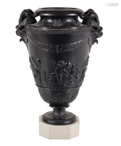 A Herculaneum black basalt two-handled vase