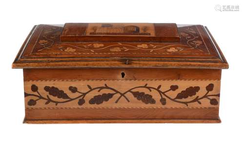 A Killarney yew wood and marquetry workbox