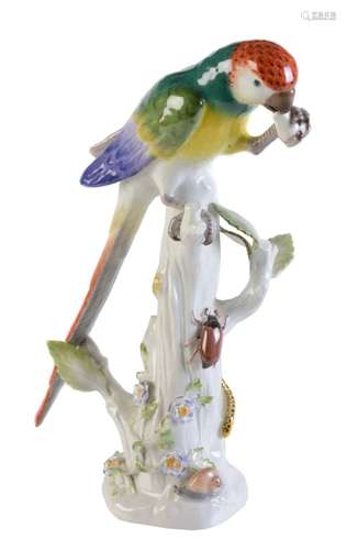 A Meissen model of a parrot