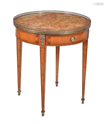 ϒ A tulipwood, parquetry and gilt metal mounted gueridon table