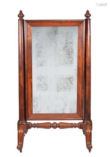 A Victorian mahogany cheval mirror