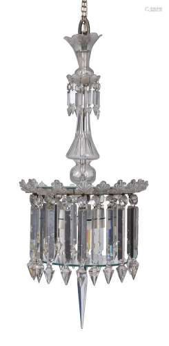 A moulded and cut glass four light electrolier