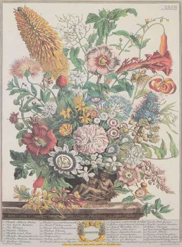 A set of twelve 'Months of Flowers' prints after coloured engravings by H. Fletcher