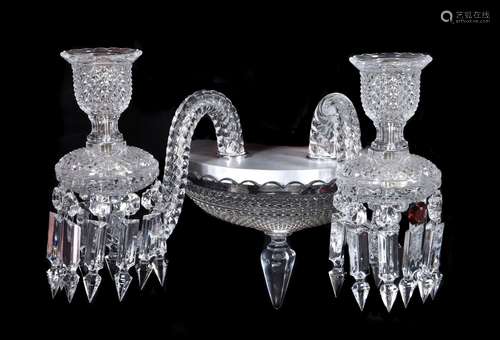 A cut and moulded glass twin light 'Zenith Comete' wall applique by Baccarat