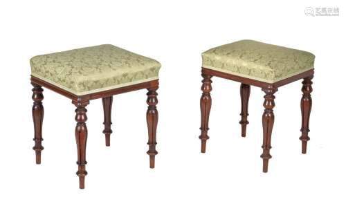 A companion pair of William IV mahogany stools