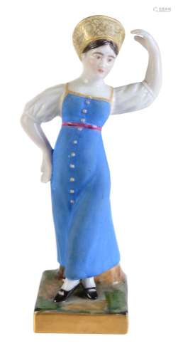 A Moscow porcelain (Gardner Factory) model of a dancing woman