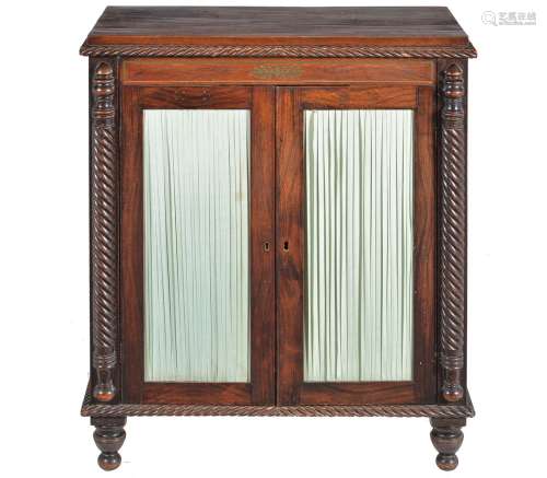 ϒ A Regency rosewood and metal mounted side cabinet