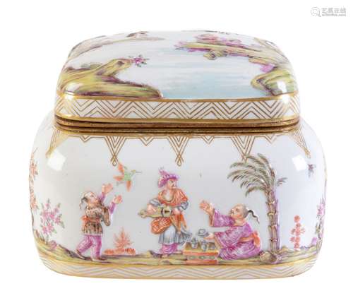 A Meissen gilt-metal-mounted box and cover