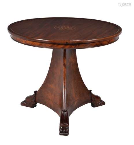 A Louis Philippe walnut and inlaid centre table