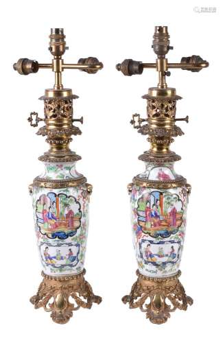 A pair of Chinese ormolu mounted vases