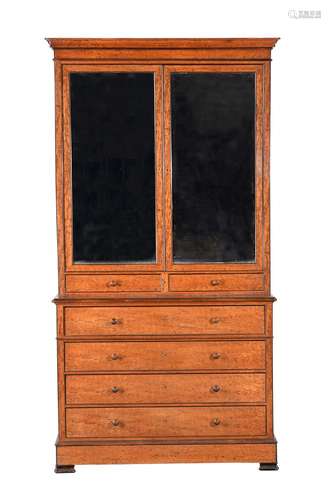 A French plum pudding secretaire bookcase