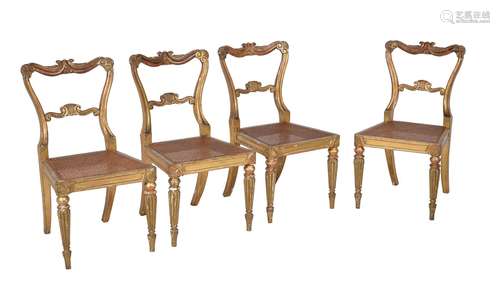 A set of four George IV giltwood side chairs