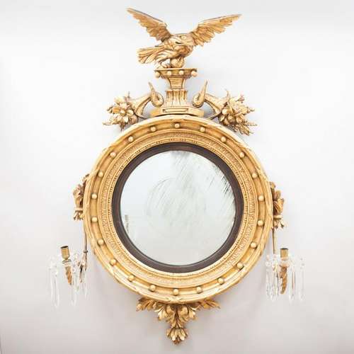 Federal Giltwood Convex Girandole Mirror