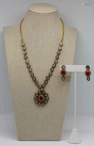 JEWELRY. 3 Pc. Indian Polki Style Suite.