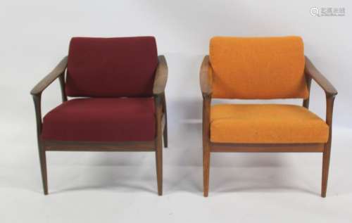 MIDCENTURY. Match Pr Of Upholstered Arm Chairs.