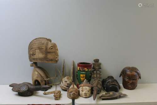 Large Grouping African  Masks,Sculptures,and more