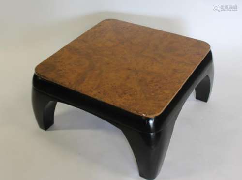 MIDCENTURY. Lacquered and Burl Walnut Coffee Table