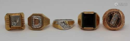 JEWELRY. Men's Gold Ring Grouping.