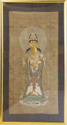 A Gilt Embroidered Tapestry of Guanyin.