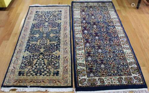 2 Vintage And Finely Hand Woven Carpets .
