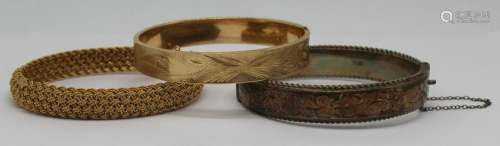 JEWELRY. Group of Gold and Silver Hinged Bracelets