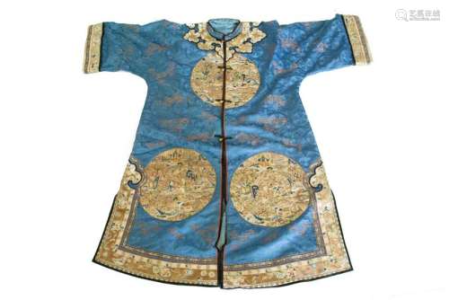 A Blue Ground Embroidered Lady's Robe.