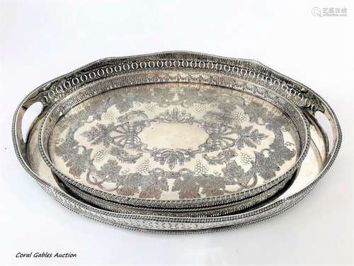 Two silver plated serving trays