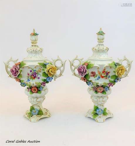 Antique pair of capodimonte vases