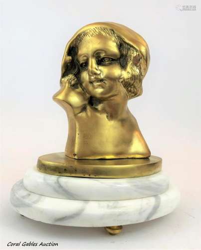 Bust bronze art deco with marble base