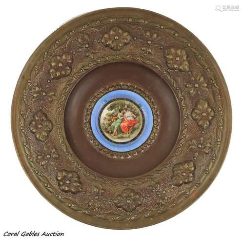 Royal Vienna plate with brass frame