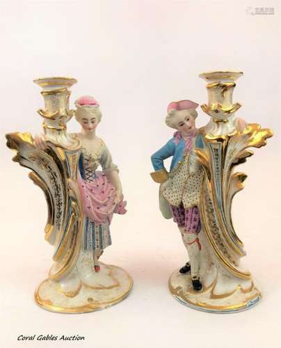 Pair of Old Paris candlesticks