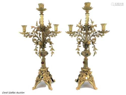 Pair of bronze candlesticks