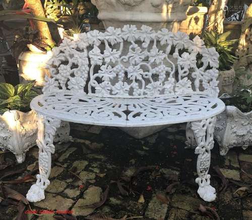 White Cast Iron Patio Bench