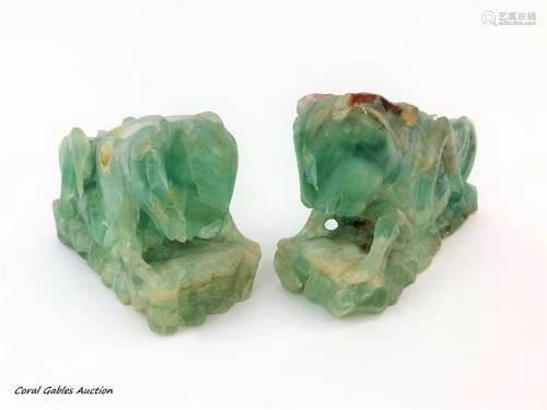 Pair of Book Holder Green Quartz Piece