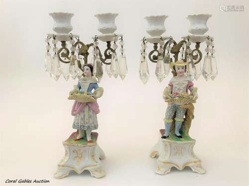 Pair of porcelain candlesticks