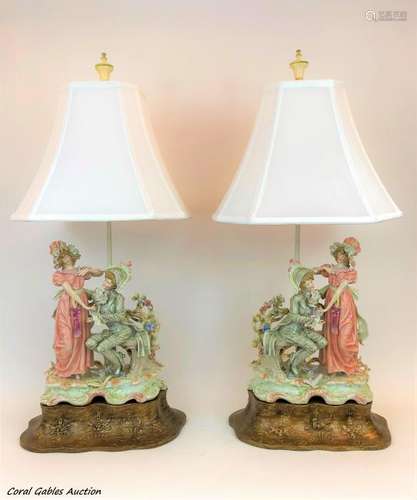 Pair of porcelain lamps