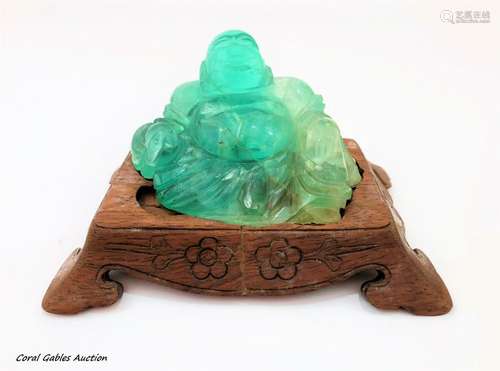 Chinese Carved Green Rock Crystal Budha