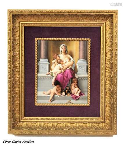 Hand-painted Royal Vienna porcelain plaque.