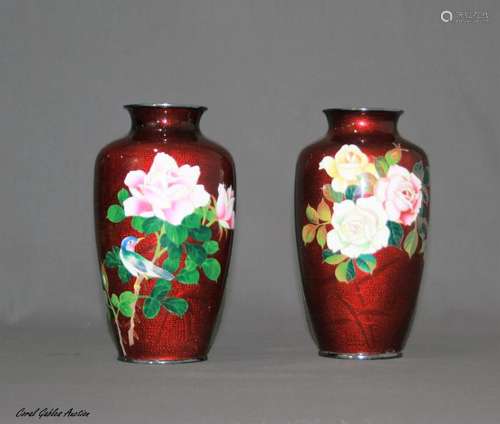 Antique couple of Japanese cloisonne