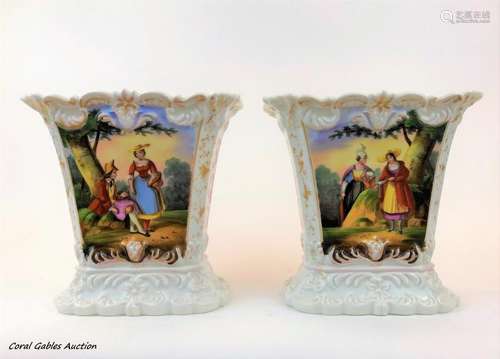 Antique Pair of Jacob Petit Vases