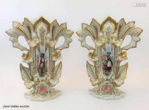 Antique Pair of Old Paris vases