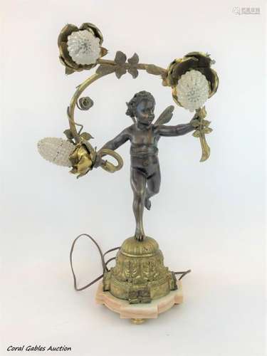 Antique French bronze lamp